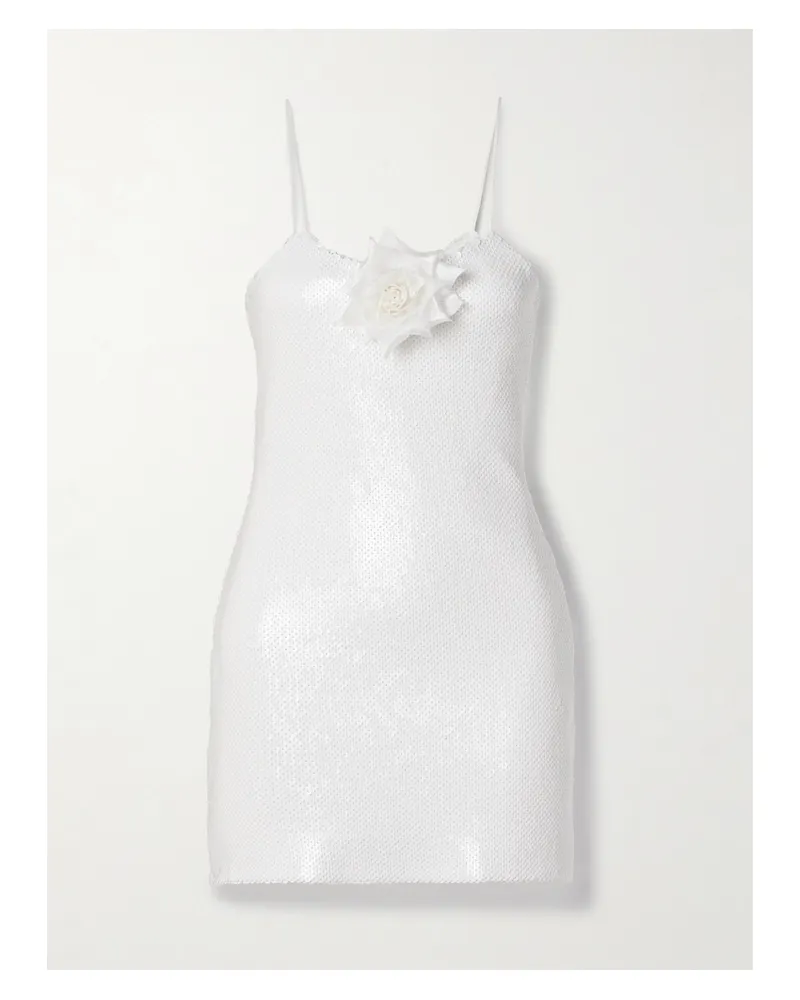 Rodarte Minikleid Aus Tüll Mit Pailletten Und Applikation Aus Seide - Weiß Weiß