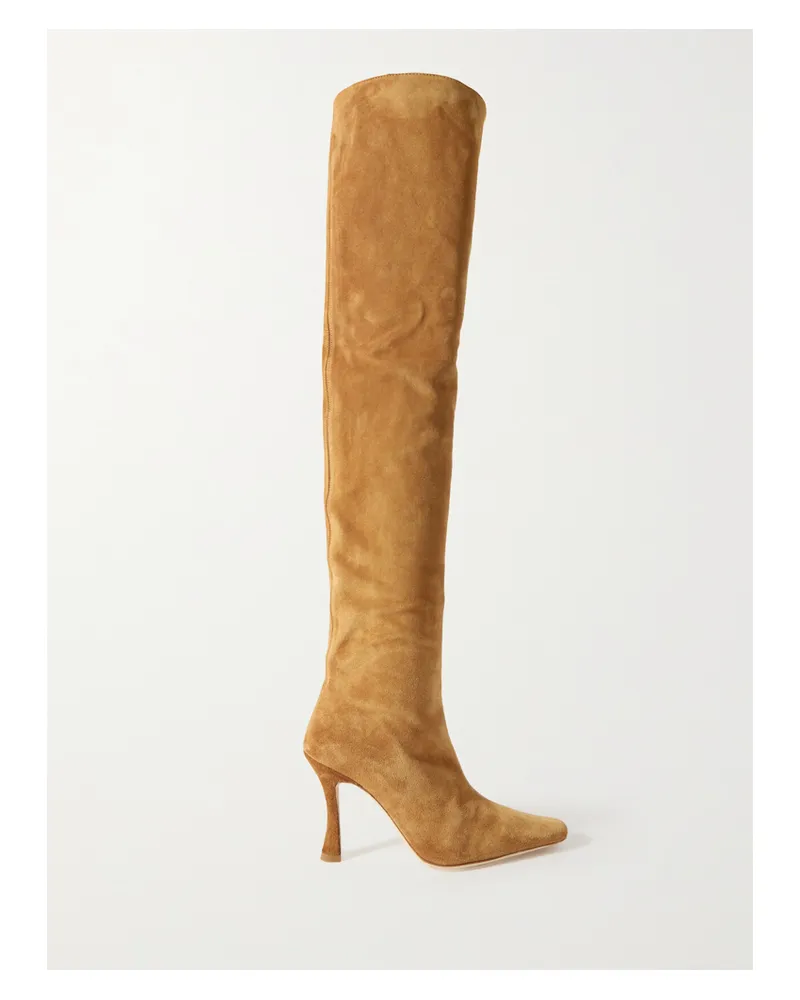 STAUD Cami Overknees Aus Veloursleder - Braun Braun