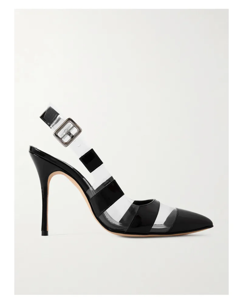 Manolo Blahnik Uxra 105 Slingback-pumps Aus Lackleder Und Pvc - Schwarz Schwarz