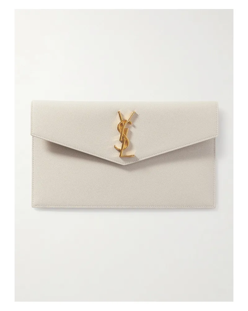 Saint Laurent Uptown Textured-leather Pouch - Off-white Off-white