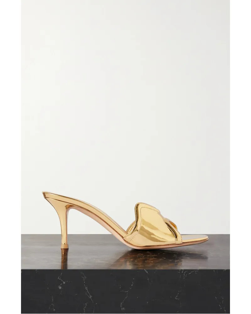 Gianvito Rossi 70 Mules aus Leder mit Spiegeleffekt Gold