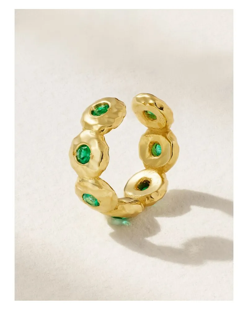 Octavia Elizabeth Net Sustain Nesting Gem Ear Cuff Aus Recyceltem 18 Karat Gold Mit Smaragden Gold