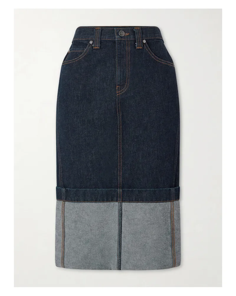 KHAITE Kilian Denim Midi Skirt - Blue Blue