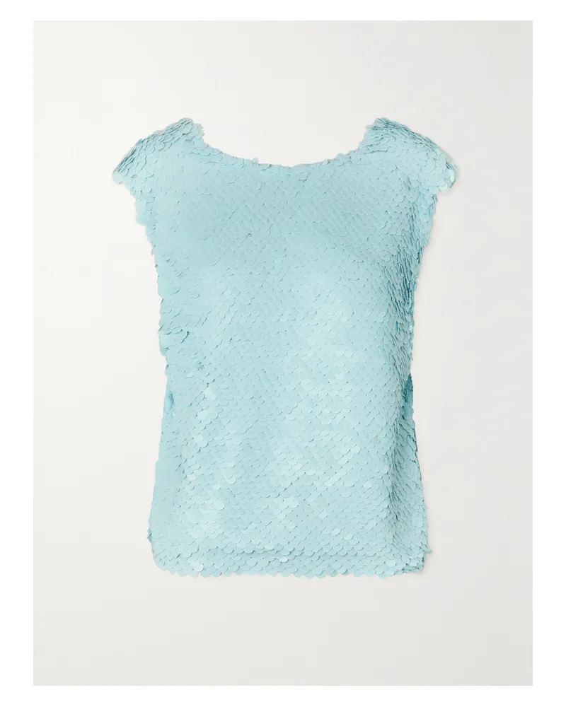 Dries van Noten Oberteil Aus Paillettenbesetzter Baumwolle - Blau Blau