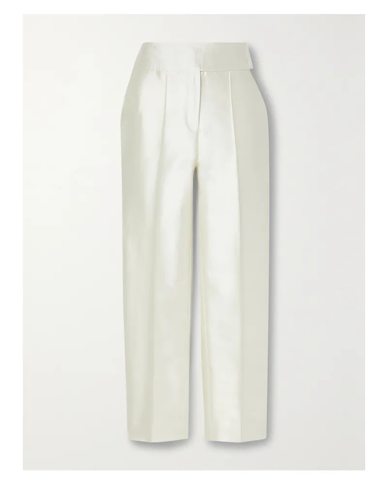 Christopher John Rogers Hose Mit Geradem Bein Aus Satin Aus Einer Baumwoll-seidenmischung - Elfenbein Elfenbein
