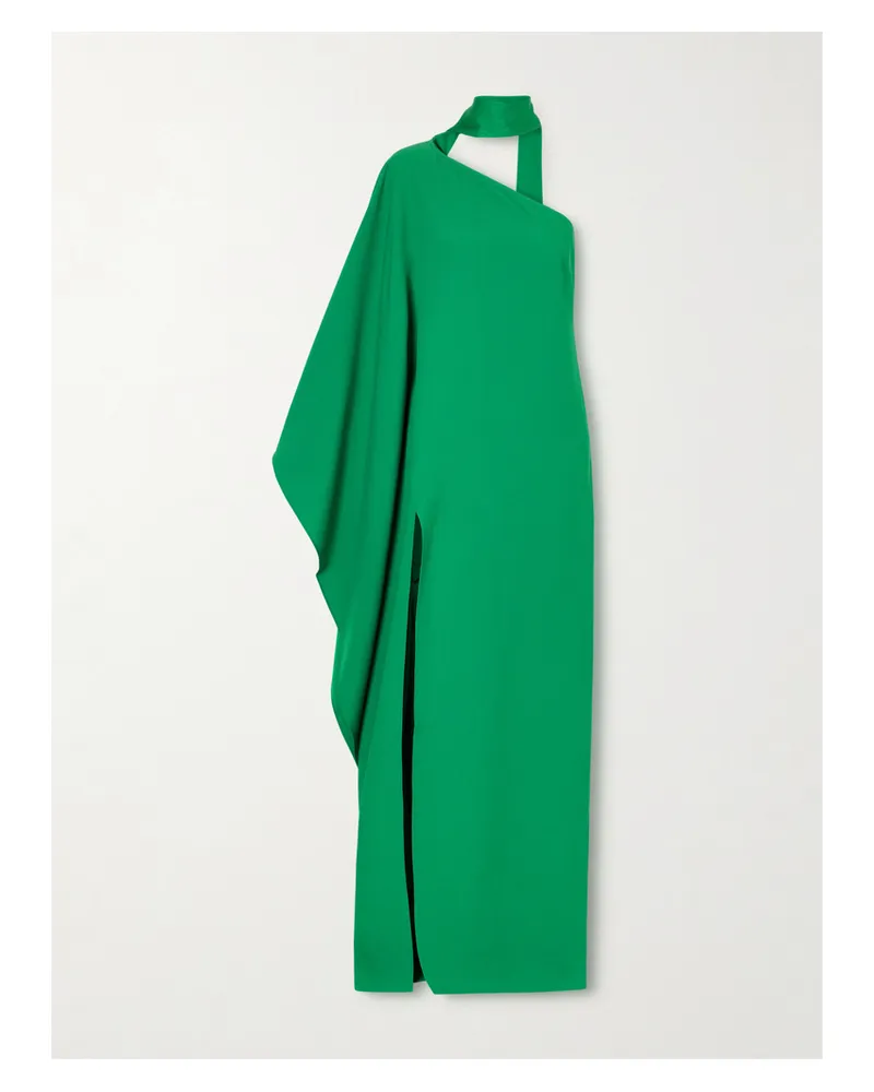 Taller Marmo Paloma Asymmetrische Robe Aus Strukturiertem Cady Mit Schaldetail - Grün Grün