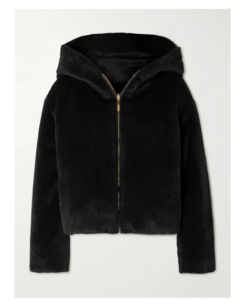 Max Mara Olly Wendbare Daunenjacke Aus Einer Alpakawoll-wollmischung Und Shell Mit Kapuze - Schwarz Schwarz