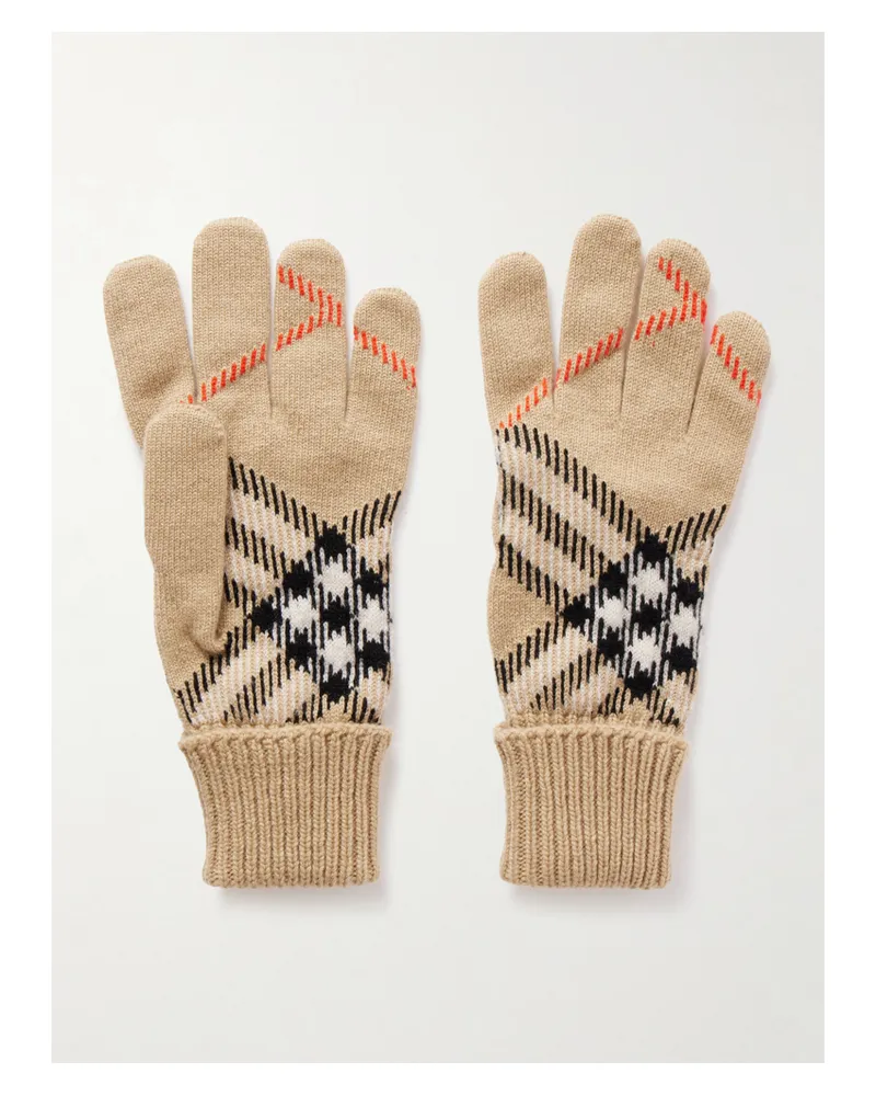 Burberry Handschuhe Aus Einer Karierten Kaschmirmischung - Neutral Neutral