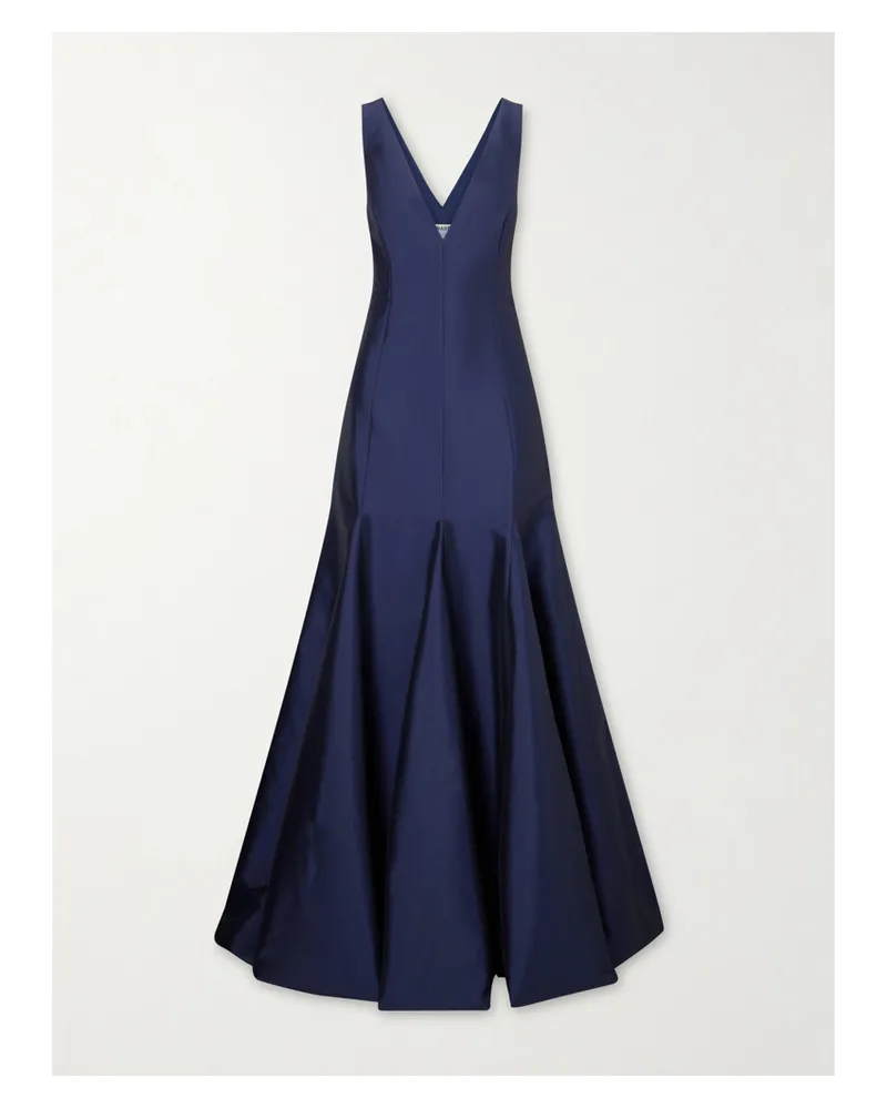 BERNADETTE Aurelia Paneled Crepe Gown - Blue Blue