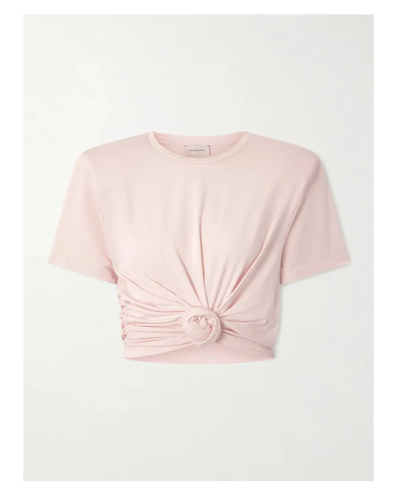 Magda Butrym Verkürztes T-shirt Aus Jersey Mit Knoten - Pink Pink