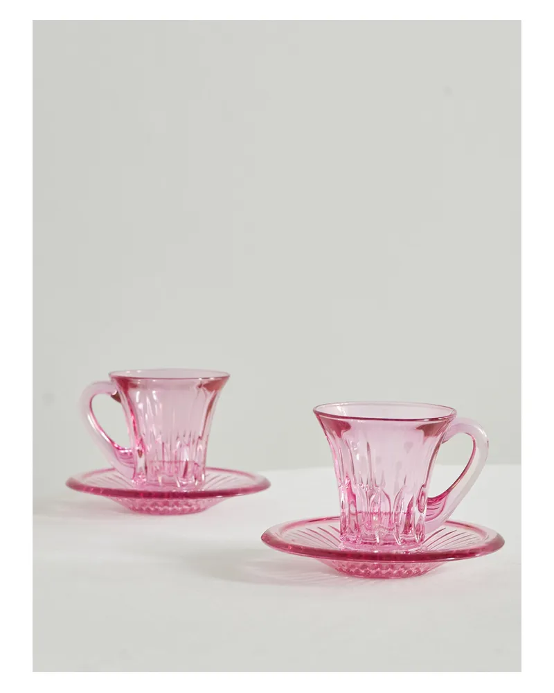 Luisa Beccaria Set Aus Zwei Teetassen Und Untertassen Aus Glas - Pink Pink