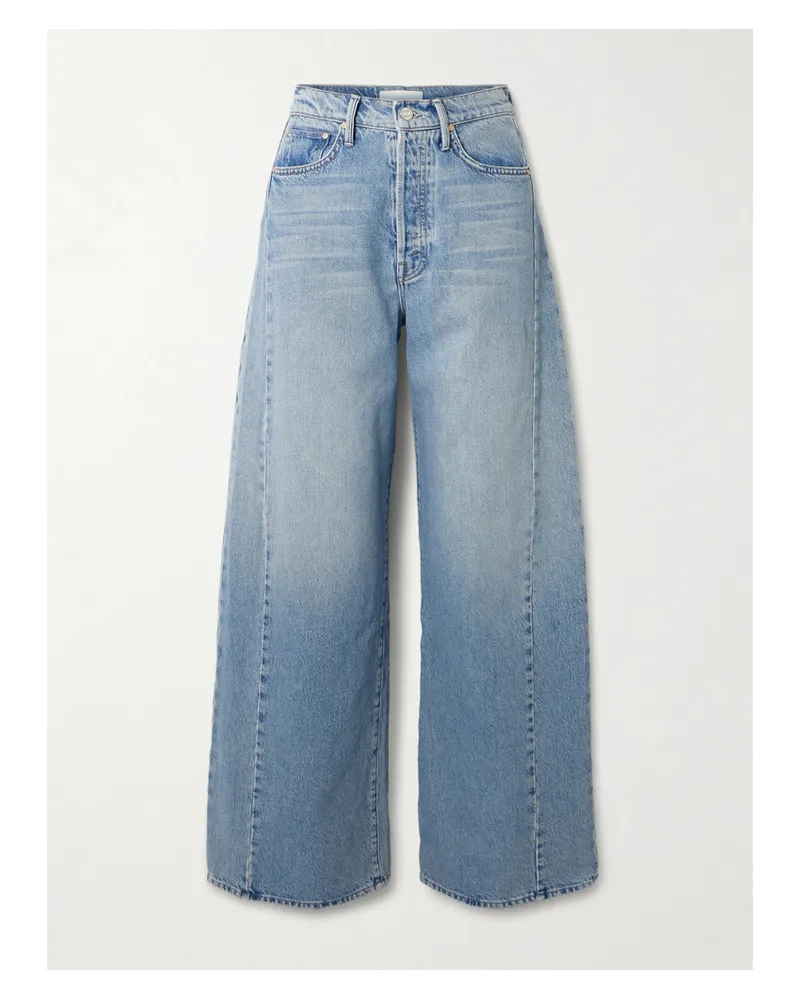 Mother The Pipe Dream Button Sneak High-rise Wide-leg Jeans - Blue Blue