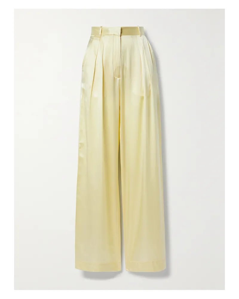 Michael Lo Sordo Hose Mit Weitem Bein Aus Seidensatin Mit Falten - Gelb Gelb