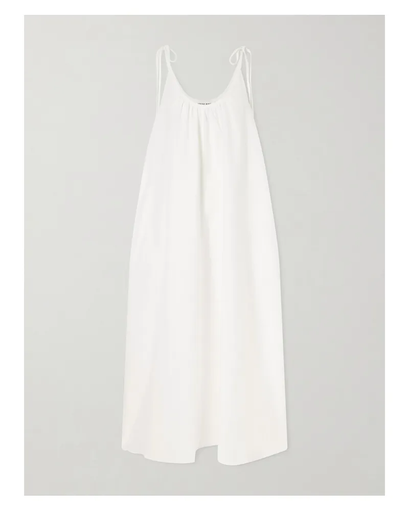 Anine Bing Flora Gathered Lyocell And Linen-blend Maxi Dress - White White