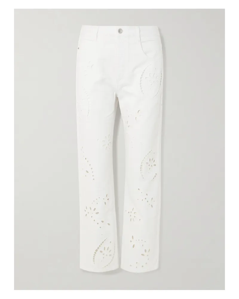 Isabel Marant Irina Hoch Sitzende Jeans Mit Geradem Bein Und Lochstickerei - Weiß Weiß