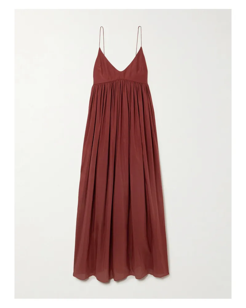 Matteau Maxikleid Aus Einer Biobaumwoll-seidenmischung Mit Raffungen - Orange Orange