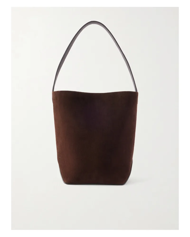 The Row Park Medium Suede Tote - Brown Brown