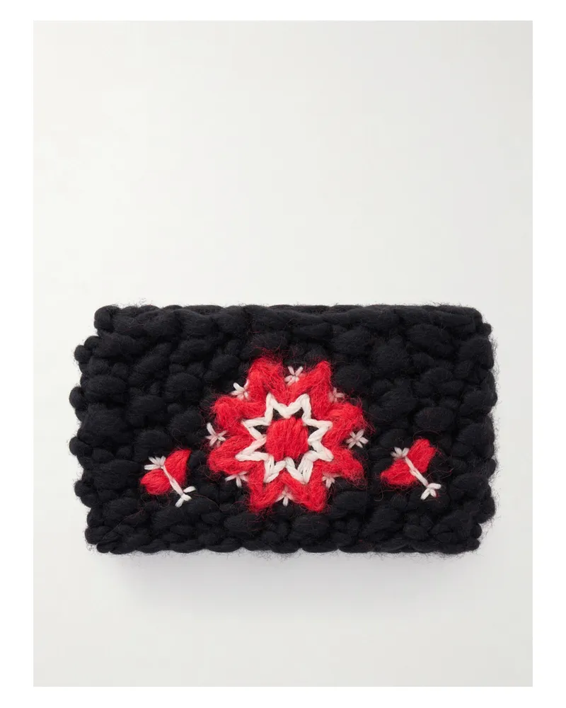 Moncler Haarband Aus Einer Wollmischung Mit Stickerei - Schwarz Schwarz