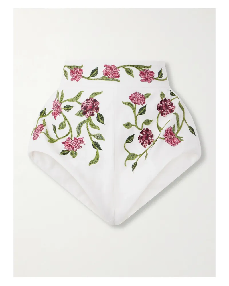 AGUA BENDITA Shorts Aus Leinen Mit Blumenstickereien - Mehrfarbig Mehrfarbig