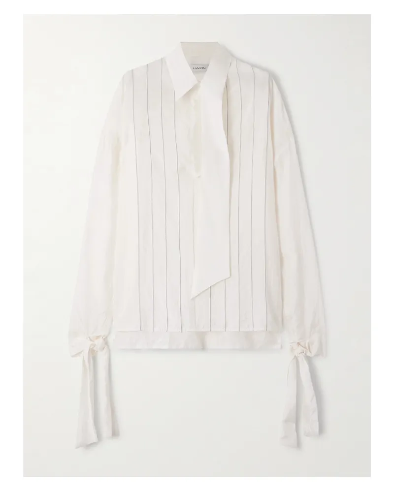 Lanvin Hemd Aus Seiden-twill Mit Schal - Weiß Weiß