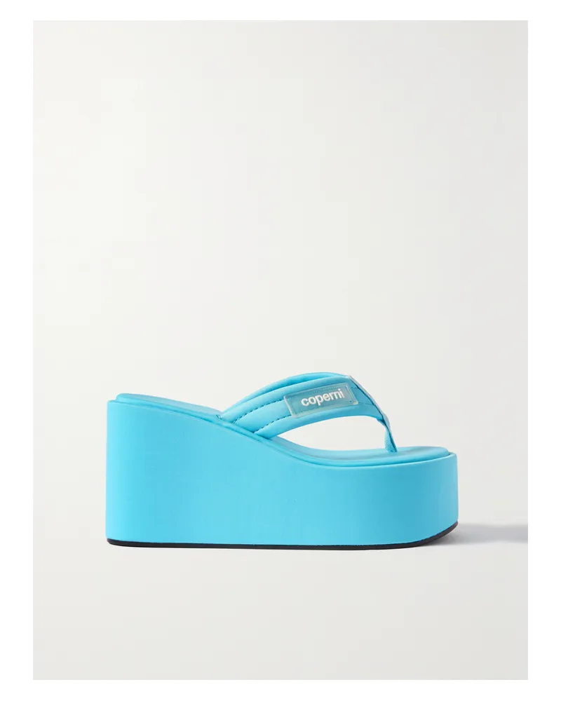 COPERNI Zehensandalen Aus Webstoff Mit Logoapplikation Und Keilabsatz - Blau Blau