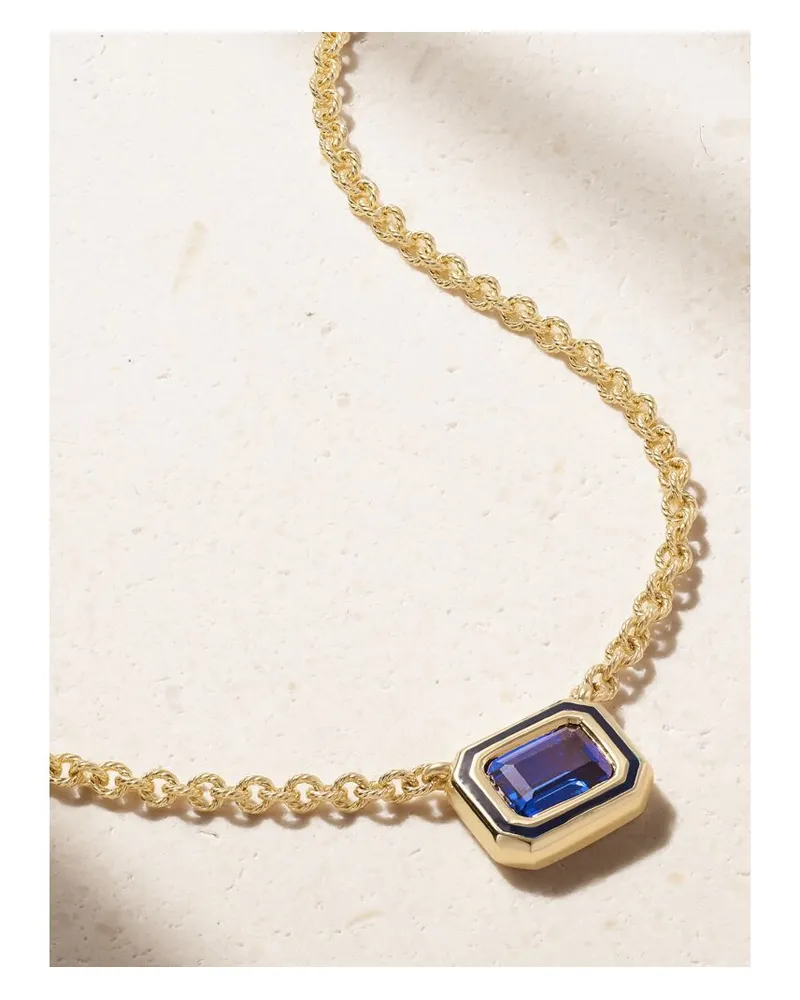 Alison Lou Madison Kette Aus 14 Karat Gold Mit Synthetischem Saphir Und Emaille - Blau Blau