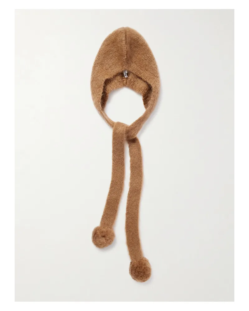 Acne Studios Mütze Aus Einer Mohair-wollmischung Mit Bändern - Neutral Neutral