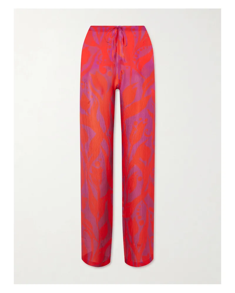Dries van Noten Printed Silk-georgette Straight-leg Pants - Pink Pink