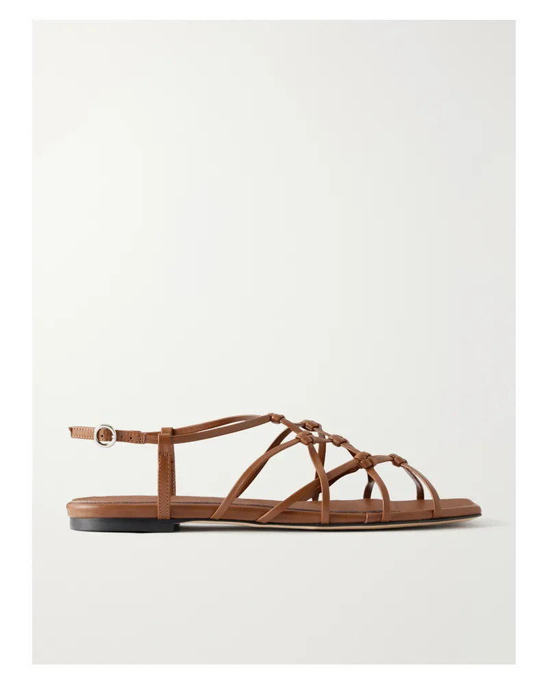 aeyde Anisa Leather Flat Sandals - Brown Brown