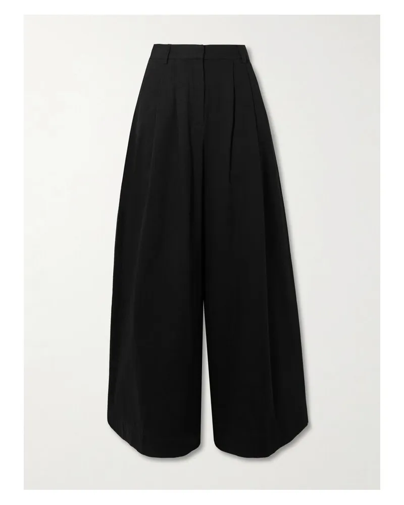 Posse Wesley Bundfaltenhose Mit Weitem Bein Aus Baumwoll-twill - Schwarz Schwarz
