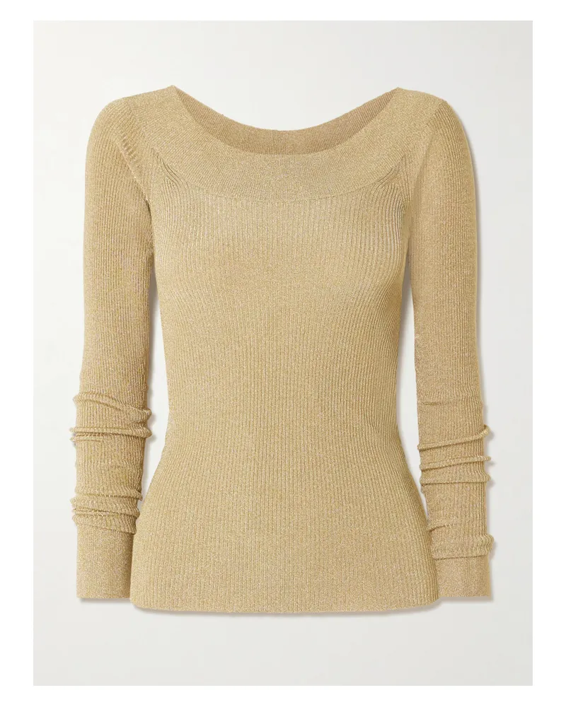 Stella McCartney Metallic Ribbed-knit Top - Gold Gold