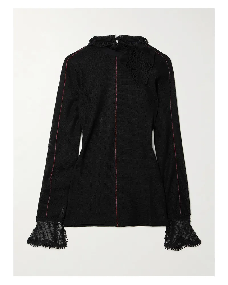Isabel Marant Sarah Bluse Aus Mesh Mit Tüll- Und Spitzenbesätzen - Schwarz Schwarz
