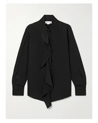 Victoria Beckham Bluse aus Seiden-crêpe mit Volant Schwarz