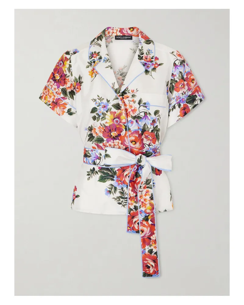 Dolce & Gabbana Printed Silk-twill Shirt - White White