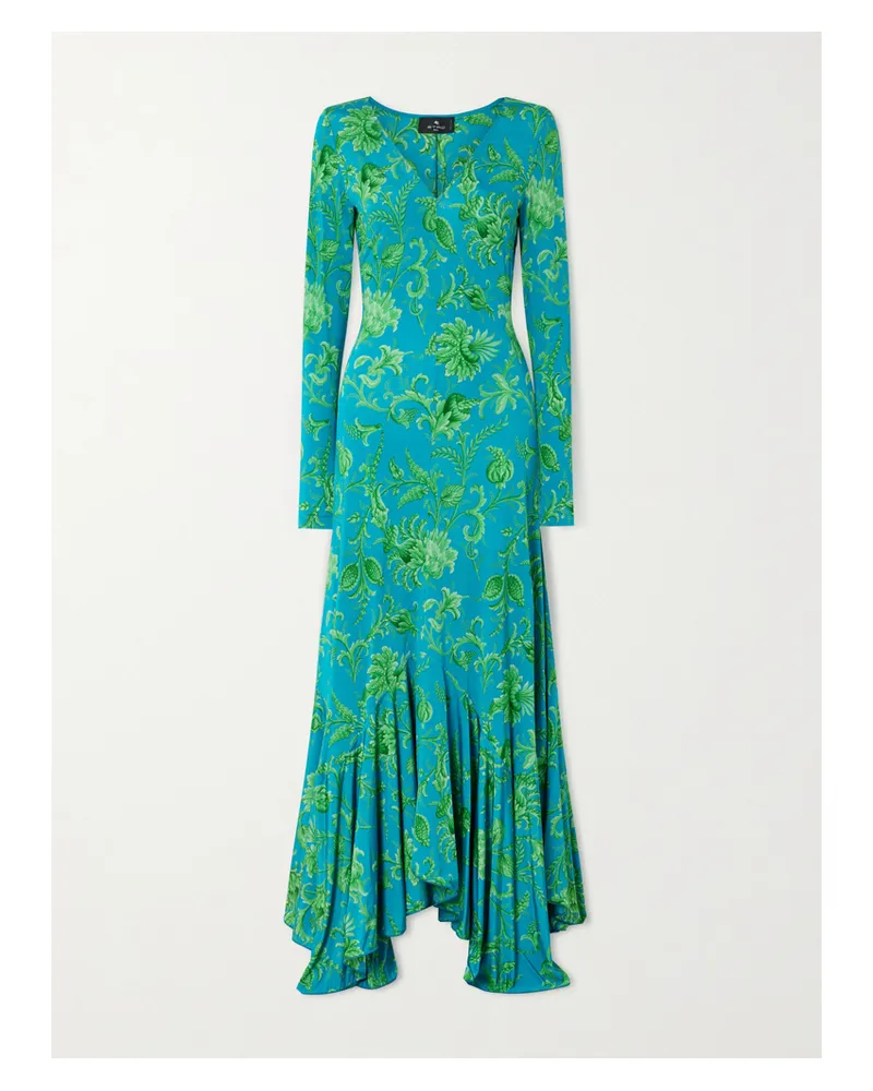 Etro Asymmetric Printed Maxi Dress - Blue Blue