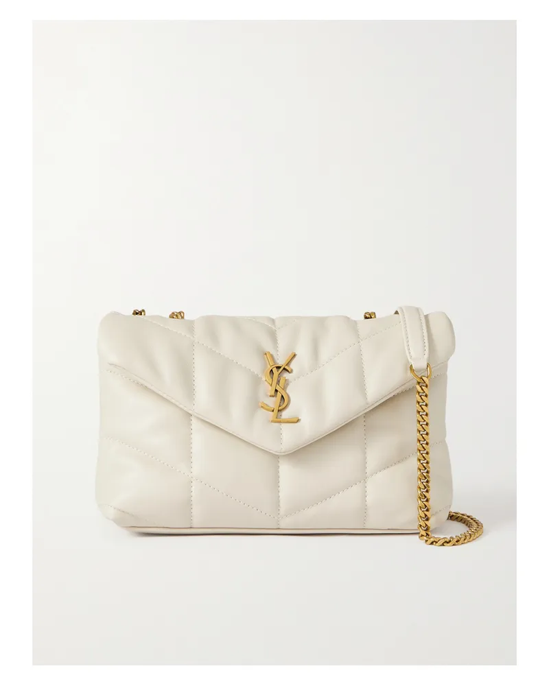 Saint Laurent Puffer Toy Quilted Leather Shoulder Bag - White White