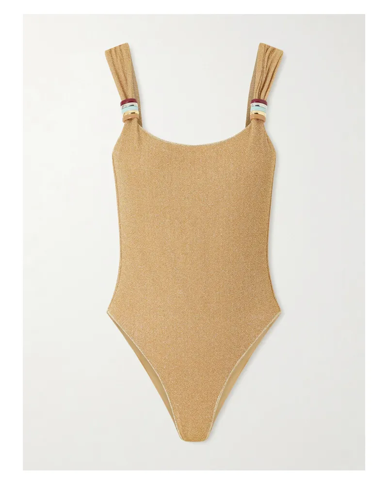 Oséree Lumière Badeanzug Aus Lurex® Mit Verzierungen - Gold Gold