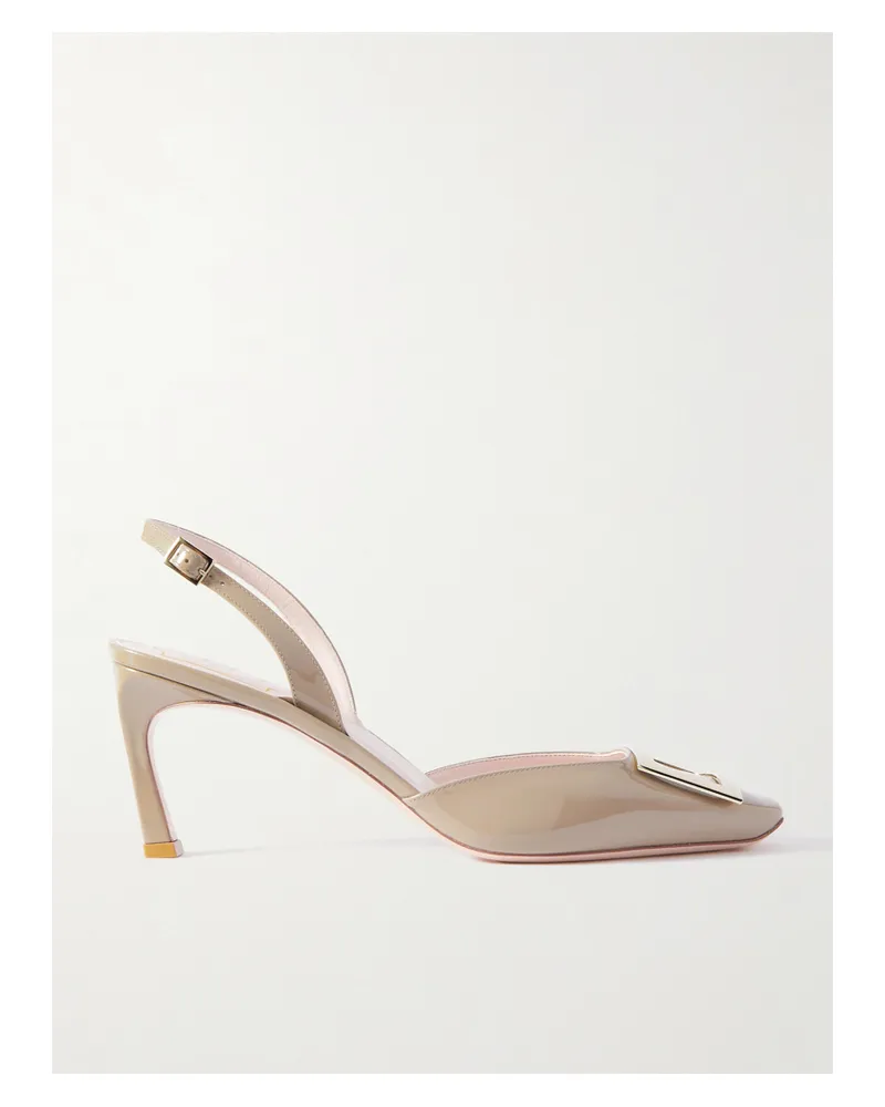 Roger Vivier Trompette 70 Patent-leather Slingback Pumps - Neutrals Neutrals