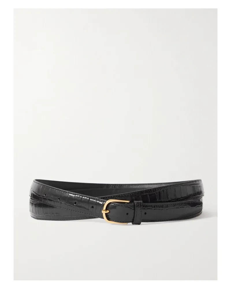 Totême Gürtel Aus Leder Mit Krokodileffekt - Schwarz Schwarz