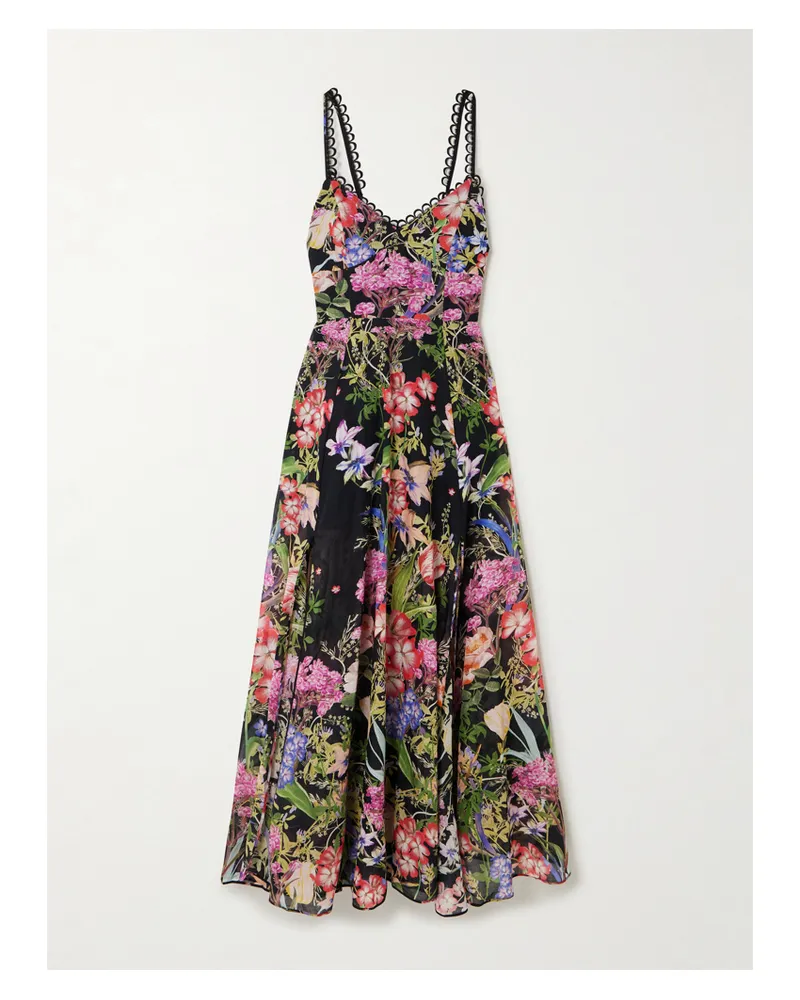 Charo Ruiz Iraso Maxikleid Aus Voile Aus Einer Baumwollmischung Mit Blumenprint - Schwarz Schwarz