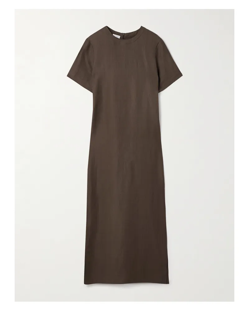 Brunello Cucinelli Midikleid Aus Twill Mit Zierperlen - Braun Braun