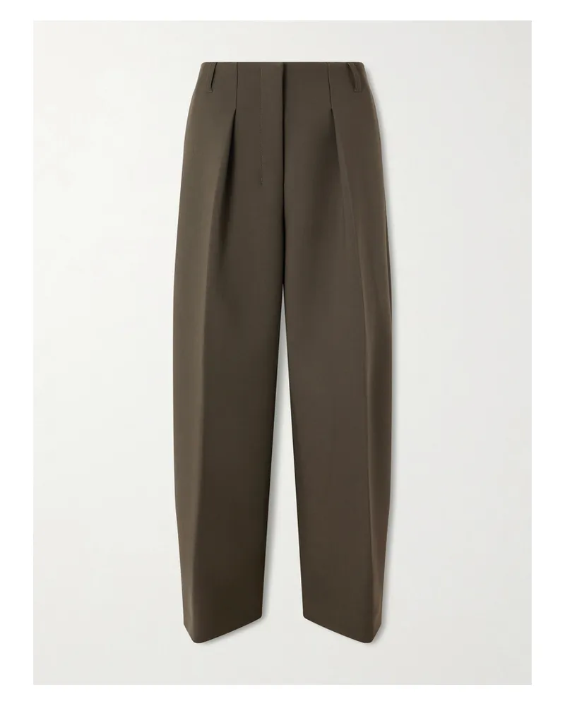 Jacquemus The Ovalo Pleated Crepe Pants - Green Green