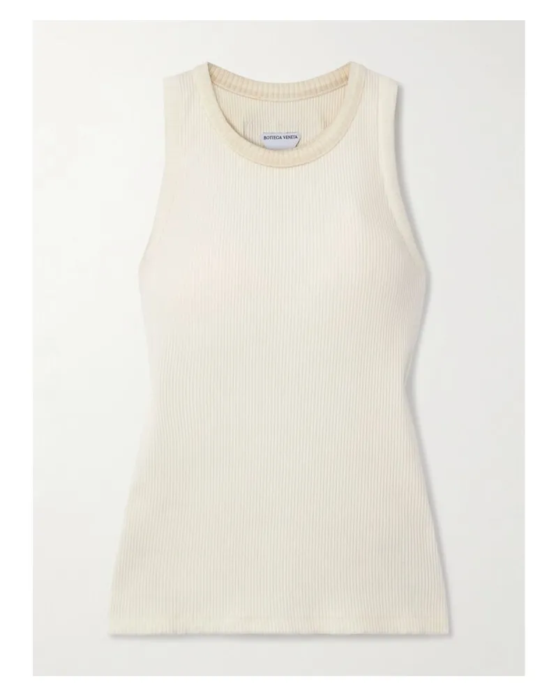Bottega Veneta Tanktop Aus Geripptem Jersey Aus Einer Biobaumwollmischung Mit Applikation - Wollweiß Wollweiß