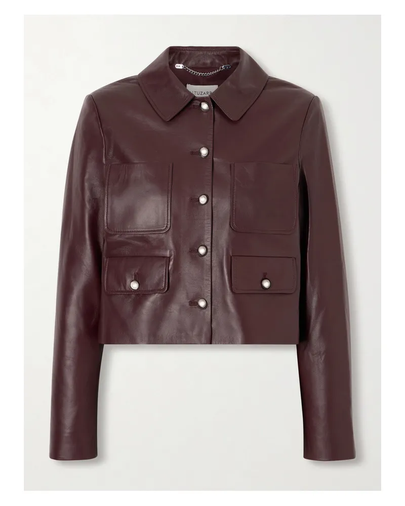 Altuzarra Astley Cropped Leather Jacket - Burgundy Burgundy