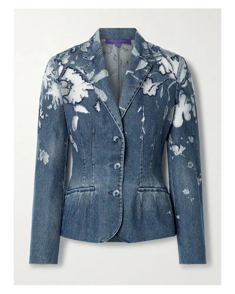 Ralph Lauren Holt Jeansblazer Mit Cut-outs, Tülleinsätzen Und Verzierungen - Blau Blau