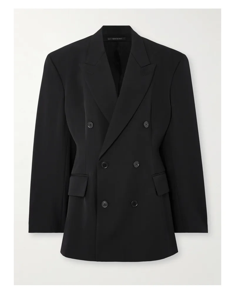 Balenciaga Barathea Double-breasted Grain De Poudre Wool Blazer - Black Black
