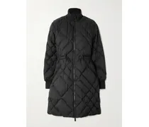 Appliquéd Leather-trimmed Padded Quilted Shell Down Jacket - Black