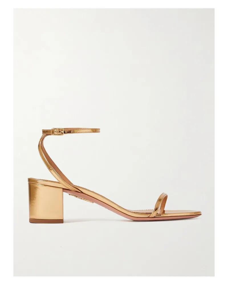 Aquazzura Olie 50 Sandalen Aus Leder In Metallic-optik - Gold Gold