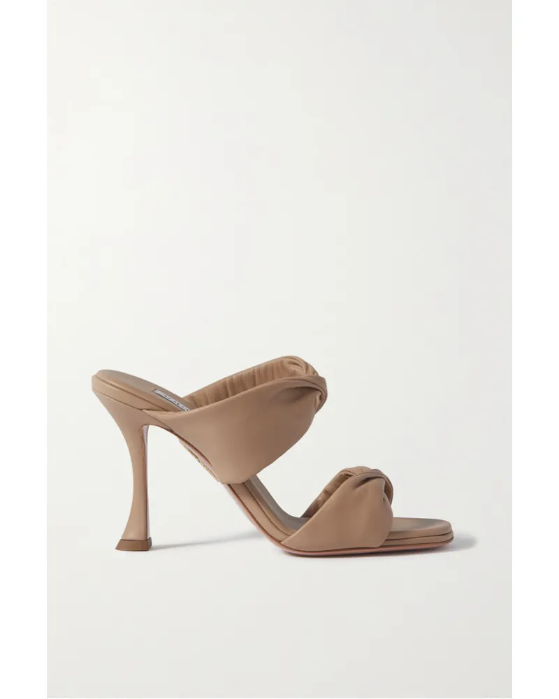 Aquazzura Twist 95 Mules aus Leder Neutral