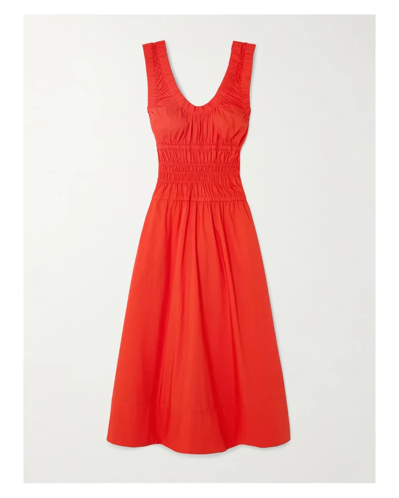 Proenza Schouler Penny Midikleid Aus Baumwollpopeline Mit Falten Und Raffungen - Rot Rot